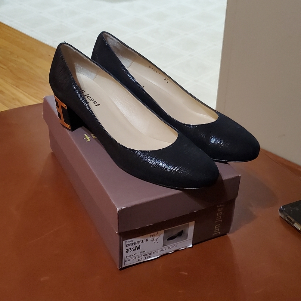 Jon Josef Denise 2 Black Suede Heels - sz 9.5 - Picture 2 of 6